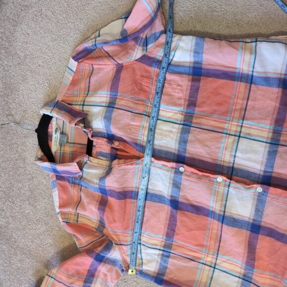 Old Navy Pocket Plaid Country Prairie Western Pink Cotton Shirt L - Picture 6 of 8